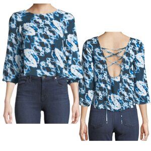 LOVERS + FRIENDS tie dye top sz S Tribal Water Print Lace up back